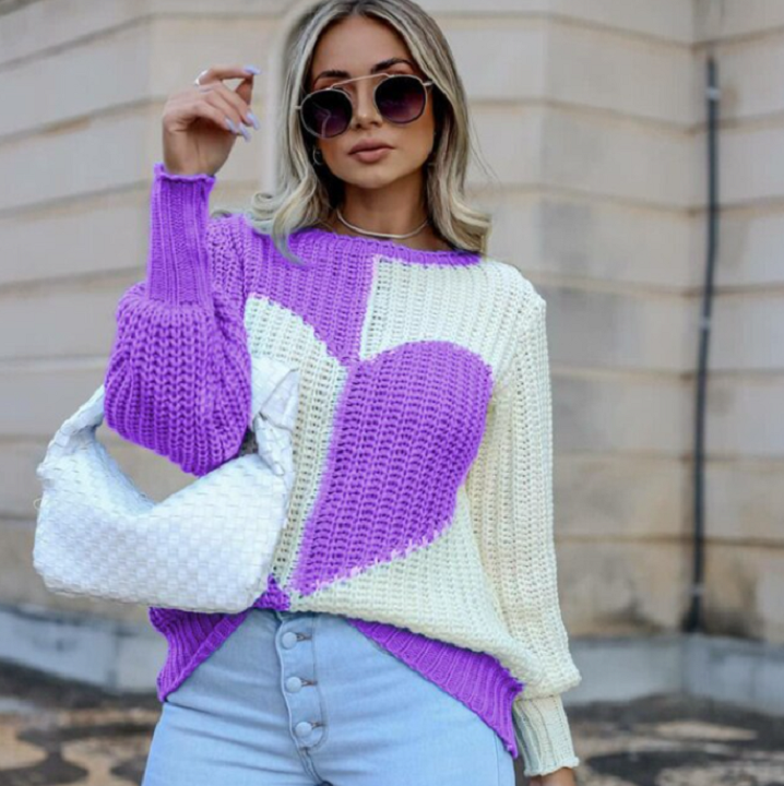 Women's Chic Cashmere Heart Knitted Sweater | Ideal for Autumn/Winter