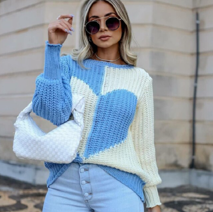 Women's Chic Cashmere Heart Knitted Sweater | Ideal for Autumn/Winter