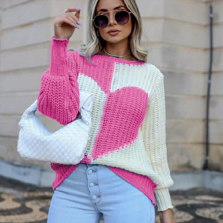 Women's Chic Cashmere Heart Knitted Sweater | Ideal for Autumn/Winter